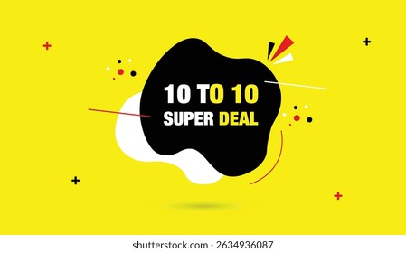 10 BIS 10 Super Deal bearbeitbare Vektorgrafik Illustration Template Design schwarz weiß Formen gelb Business abstrakten Hintergrund perfekt für moderne Branding Marketing Materialien und kreative Projekte