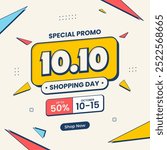 10 10 super sale promo banner with discount offer. Modern super sale special offer promotion banner for social media post or website banner. Flash sale campaign