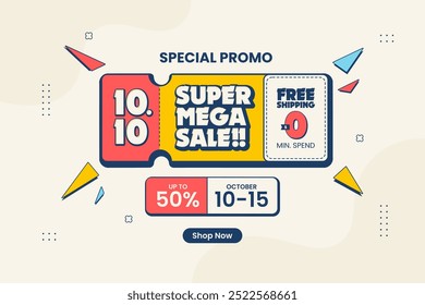 10 10 super venda promocional banner com oferta de desconto. Moderno super venda especial oferta promoção banner para mídia social post ou banner do site. Campanha de venda instantânea