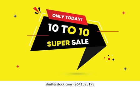 10 to 10 super sale today editable vector art template design with black red gradient shapes abstract business yellow white background label icon perfect for creative projects