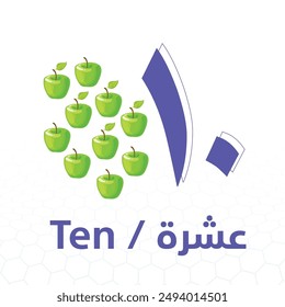 10 Ten Arabic numbers colorful from 1 to 10 vector illustration new Arabic numerals digit education learn algebra calculation activity set 