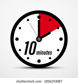 10 - Ten Minutes Clock Icon Isolated - Vector