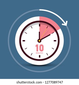 10 Ten Minutes Time Symbol. Vector Clock Icon.