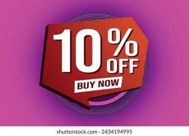10% ten percent off buy now poster banner graphic design icon logo sign symbol social media website coupon


