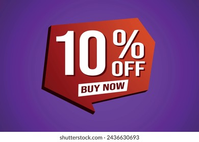 10% ten percent off buy now poster banner graphic design icon logo sign symbol social media website coupon

