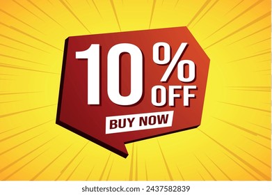 10% ten percent off buy now poster banner graphic design icon logo sign symbol social media website coupon

