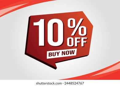 10% ten percent off buy now poster banner graphic design icon logo sign symbol social media website coupon

