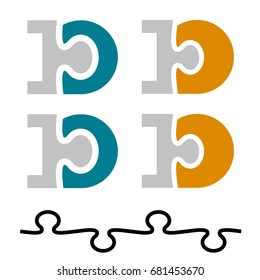 10 ten puzzle linked number letter D vector