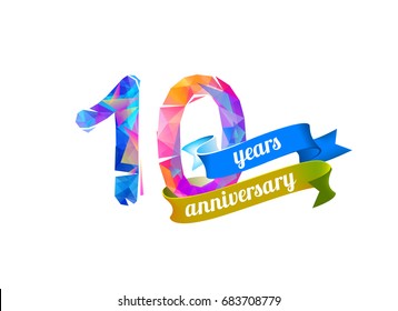 10 (ten) years anniversary. Vector triangular digits