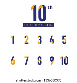 10 th Anniversary Celebration Orange Blue Vector Template Design Illustration