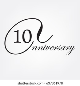 10 th anniversary logo. Vector illustration decorative emblem of ten years anniversary celebration design.