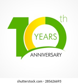 10 th anniversary numbers. 10s years old logotype. Simple congrats. Isolated abstract graphic web design template. Creative digits. Up to 10%, -10% percent off discount. Modern congratulation concept.