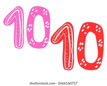 Logotipo de 10 años. Símbolo gráfico abstracto simple aislado del 10%. Plantilla de diseño de número de corte elegante recto. Dígitos de forma redonda, hasta un 10% de descuento. Emblema en estilo minimalista.25