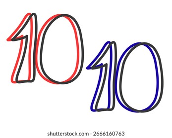 Logotipo de 10 años. Símbolo gráfico abstracto simple aislado del 10%. Plantilla de diseño de número de corte elegante recto. Dígitos de forma redonda, hasta un 10% de descuento. Emblema en estilo minimalista.25