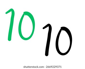 Logotipo de 10 años. Símbolo gráfico abstracto simple aislado del 10%. Plantilla de diseño de número de corte elegante recto. Dígitos de forma redonda, hasta un 10% de descuento. Emblema en estilo minimalista.