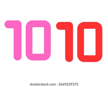 Logotipo de 10 años. Símbolo gráfico abstracto simple aislado del 10%. Plantilla de diseño de número de corte elegante recto. Dígitos de forma redonda, hasta un 10% de descuento. Emblema en estilo minimalista.