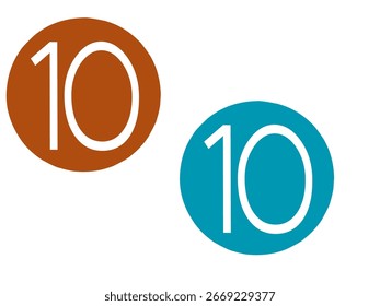 Logotipo de 10 años. Símbolo gráfico abstracto simple aislado del 10%. Plantilla de diseño de número de corte elegante recto. Dígitos de forma redonda, hasta un 10% de descuento. Emblema en estilo minimalista.
