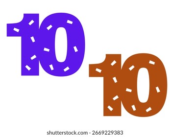 Logotipo de 10 años. Símbolo gráfico abstracto simple aislado del 10%. Plantilla de diseño de número de corte elegante recto. Dígitos de forma redonda, hasta un 10% de descuento. Emblema en estilo minimalista.