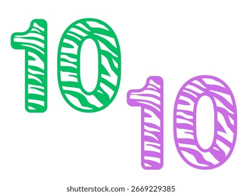 Logotipo de 10 años. Símbolo gráfico abstracto simple aislado del 10%. Plantilla de diseño de número de corte elegante recto. Dígitos de forma redonda, hasta un 10% de descuento. Emblema en estilo minimalista.