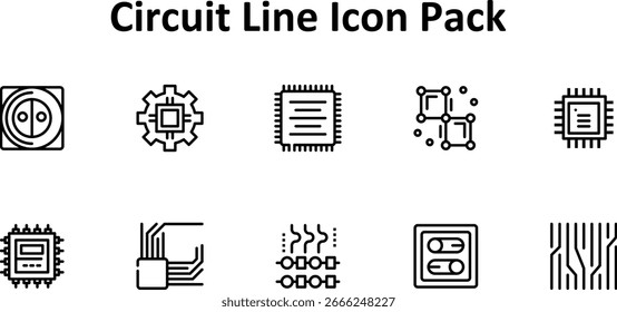10 Thin Line Icons - Circuit Vector Pack