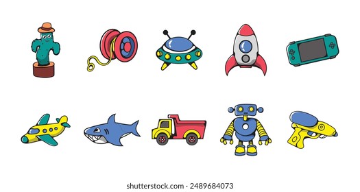 10 Toys Illustration Set Collection