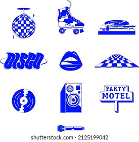 10 unique disco illustrations. All monotone and vector, ready for you to customise for your design project or brand!