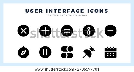 10 User Interface Glyph icons pack. vector illustration.