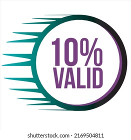 10% valid vector art illustration sign symbol in black circular shape business stamp isolated on white background color black green