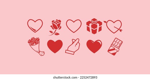 10 vector icons with theme of love