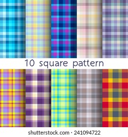 10 vector square seamless patterns. Endless texture can be used for wallpaper, fill, web background, texture.