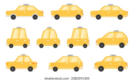 10 Vector Taxi Clipart Bundle