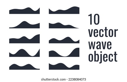 10 vector wave shape object, wave shape for any design