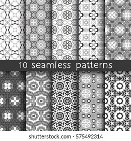 10  vintage patterns for universal background. Endless texture can be used for wallpaper, pattern fill, web page background. Vector illustration for web design.