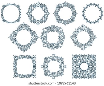 10 vintage vector decoratiive frames in different shapes