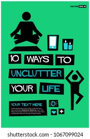 10 Ways to Unclutter Your Life Retro Poster Design Template With Text Box
