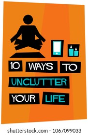 10 Ways to Unclutter Your Life Retro Poster Design Template 