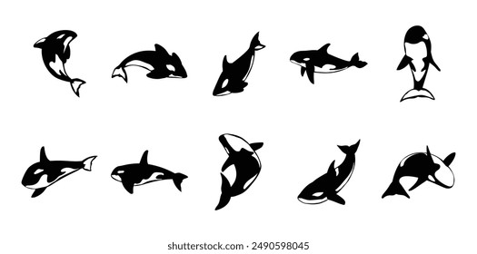 10 Vector de ballena Set Colección