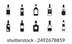 10 Whiskey Bottle Vector Set