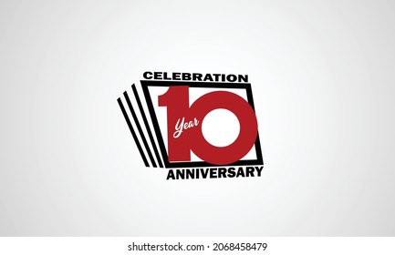 10 Year Anniversary Celebration, Book Design Style Black And Red Color For Event, Birthday, Giftcard, Poster-vector