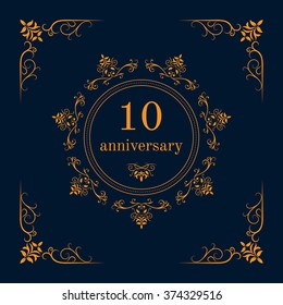 10 year anniversary celebration card,  anniversary background. Vector illustration