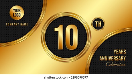 10 Year Anniversary celebration template design. Golden Anniversary, vector illustration.