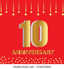 10 year anniversary celebration, vector design for celebrations, invitation cards and greeting cards