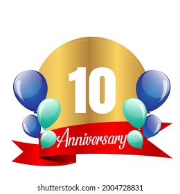 10 year anniversary celebration, vector design for celebrations, invitation cards and greeting cards