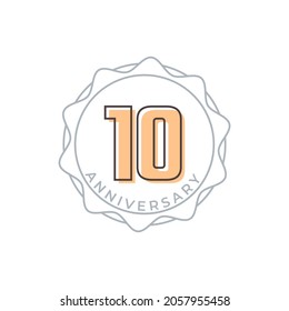 10 Year Anniversary Celebration Vector Badge. Happy Anniversary Greeting Celebrates Template Design Illustration