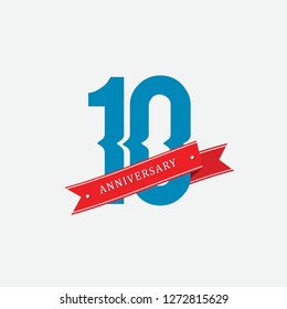 10 Year Anniversary Design Template, Vector Illustration