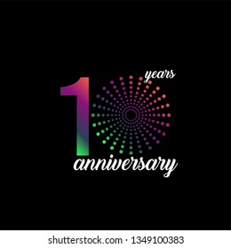 10 Year Anniversary Firework Vector Template Design Illustration