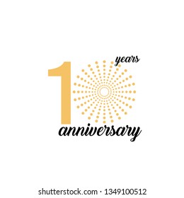 10 Year Anniversary Firework Vector Template Design Illustration
