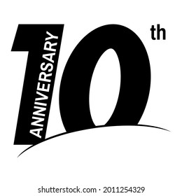 10-jähriges Jubiläum Symbol Vektorpiktogramm, 10-jähriges Logo-Label, schwarz-weißer Stempel.
