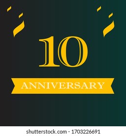 10 Year Anniversary Logo Template, 10 Year Anniversary Icon Label, Ten Year Anniversary Party Symbol