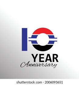 10 Year Anniversary Logo Vector Template Design Illustration White Color